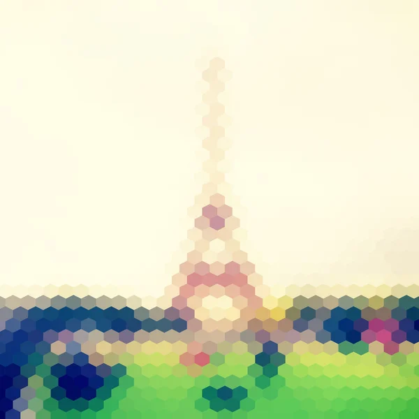 矢量视图上的埃菲尔铁塔，巴黎，法国。模糊背景 — 图库矢量图片