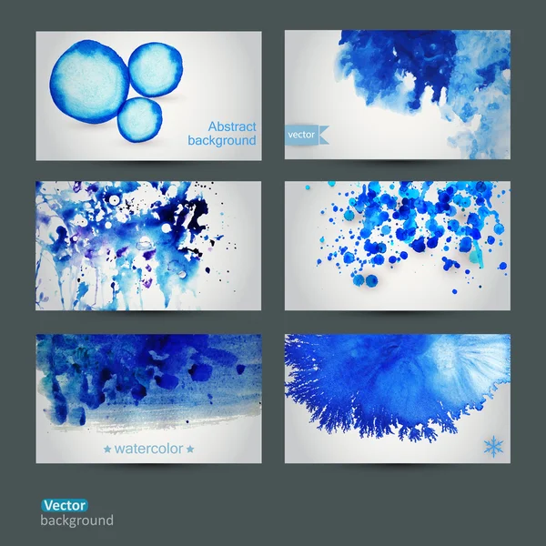 Vektor abstrakt handgezeichnetes Set von sechs Aquarell Hintergrund, vect — Stockvektor