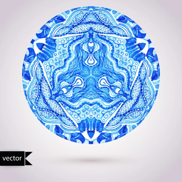 Vector doily watercolor vector gzhel pattern. Decorative white a — Stock Vector