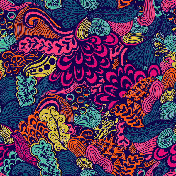 Vector seamless texture with abstract flowers. Endless backgroun