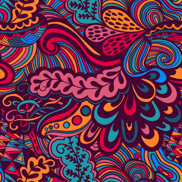 Vector seamless texture with abstract flowers. Endless backgroun