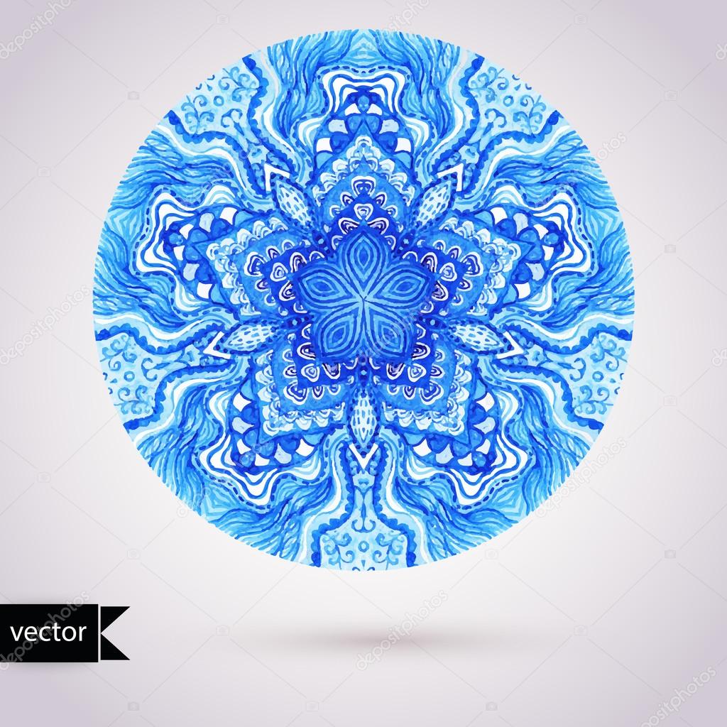 Vector doily watercolor vector gzhel pattern. Decorative white a
