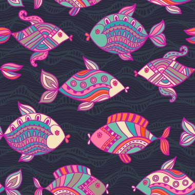 Fish pattern in abstract style. Copy square to the side and you' clipart