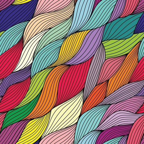 Colorful seamless abstract hand-drawn pattern, waves background — Stock Photo, Image