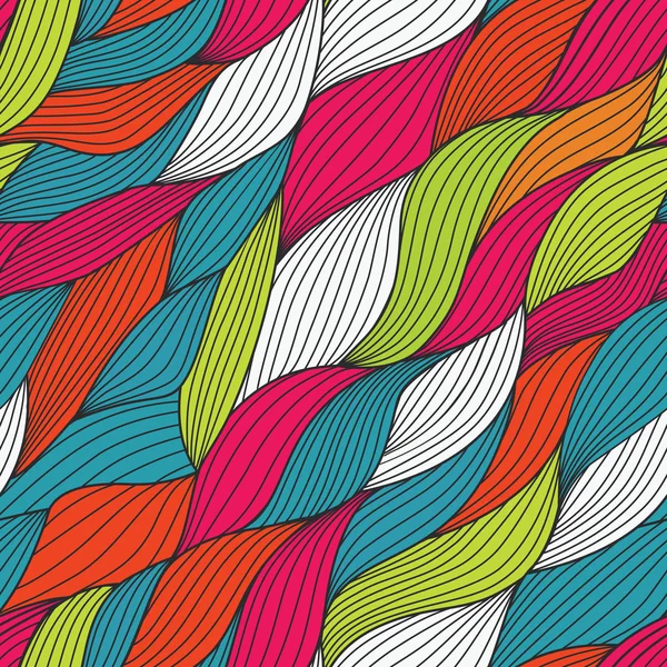 Bunte nahtlose abstrakte handgezeichnete Muster, Wellen Hintergrund — Stockfoto