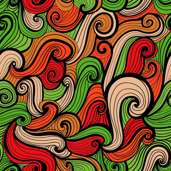 Kleurrijk naadloos abstract met de hand getekend patroon, golven achtergrond — Stockfoto