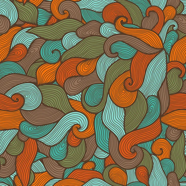 シームレスな抽象的な手描きのパターン、波背景。シームレスです — ストック写真