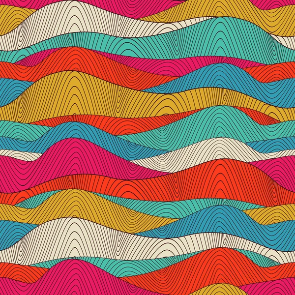 Seamless wave hand-drawn pattern, waves background (seamlessly t — Stock Photo, Image