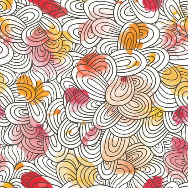Seamless wave hand-drawn pattern, waves background. Watercolor — Stock Photo, Image