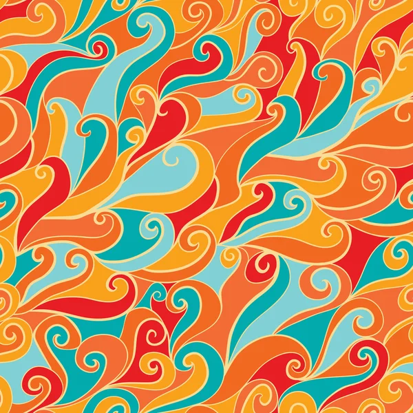 シームレスな抽象的な手描きの波パターン、波状の背景。海 — ストック写真