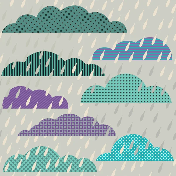 Seamless pattern with clouds and rain — Stock Photo, Image