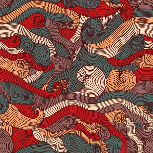 Seamless abstract hand-drawn pattern, waves background. Seamless