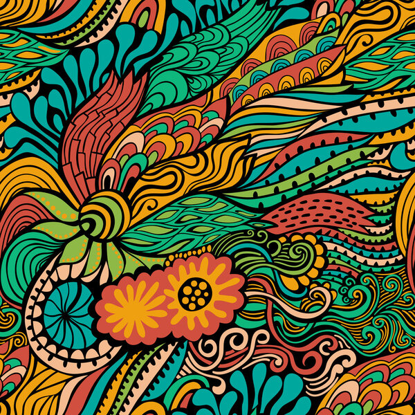 seamless texture with abstract flowers. Endless background. Eth