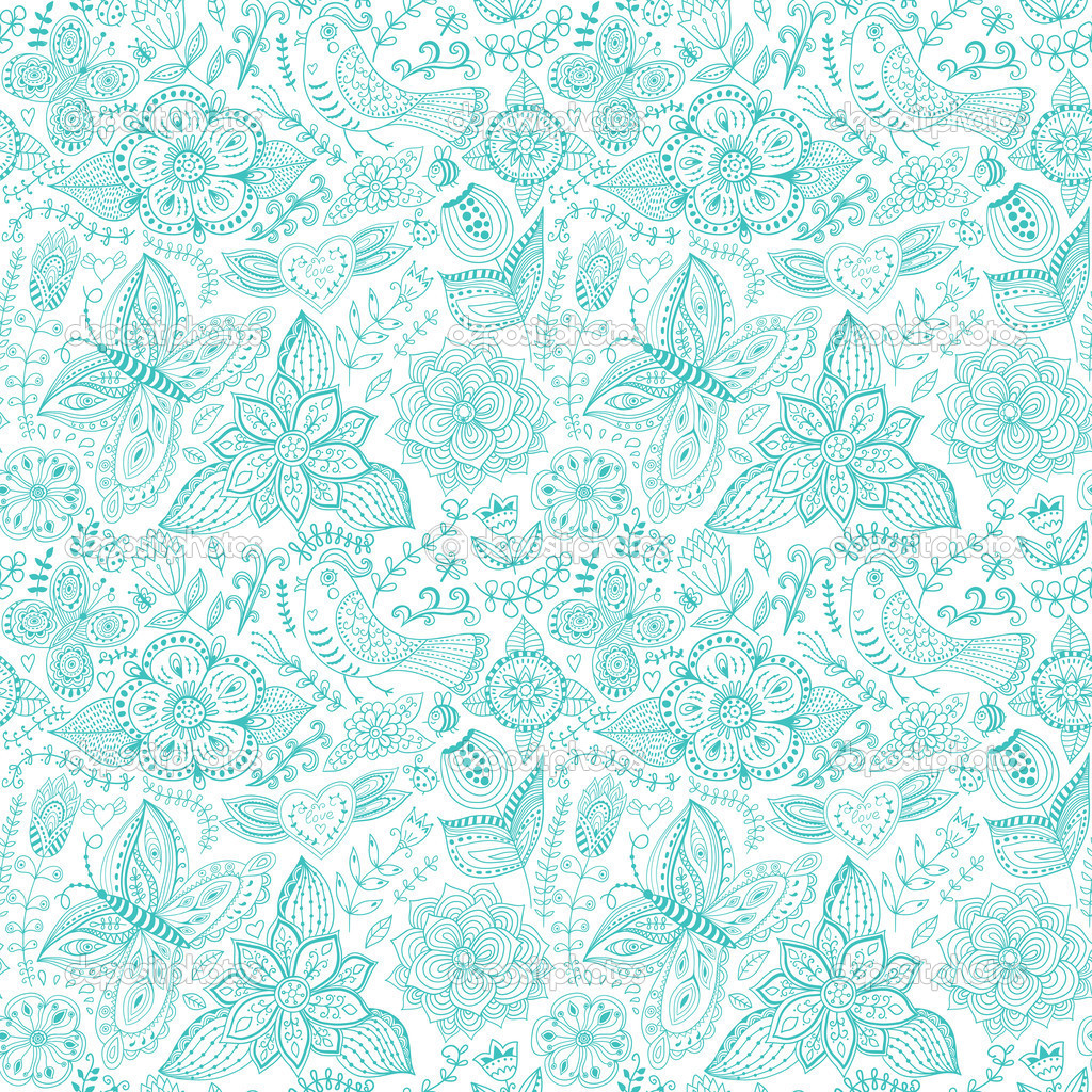 カラフルなシームレスな花柄漫画のスタイルで シームレスな Patt ストック写真 C Markovka