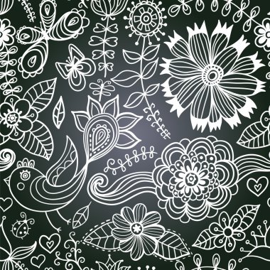 chalkboard seamless floral pattern. Copy that square to the sid