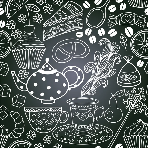 Chalkboard seamless floral pattern. Copy that square to the side — Stock Photo, Image