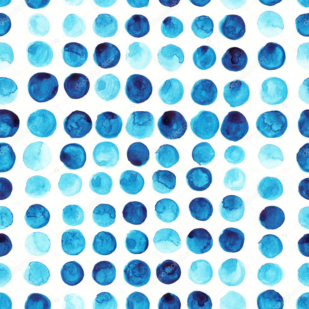 Abstract pattern with blue watercolor circles