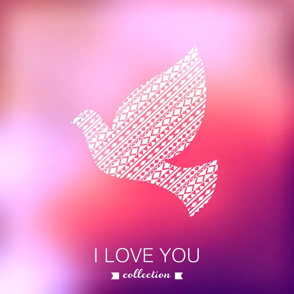 Vector dove, Valentine's Day background. Pigeon. Blurred templat — Stock Vector