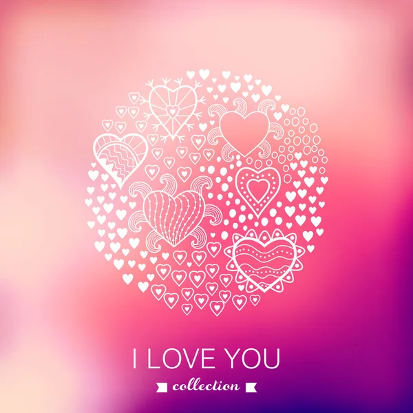 Vector Valentine 's Day background, round, circle made of hearts . — стоковый вектор