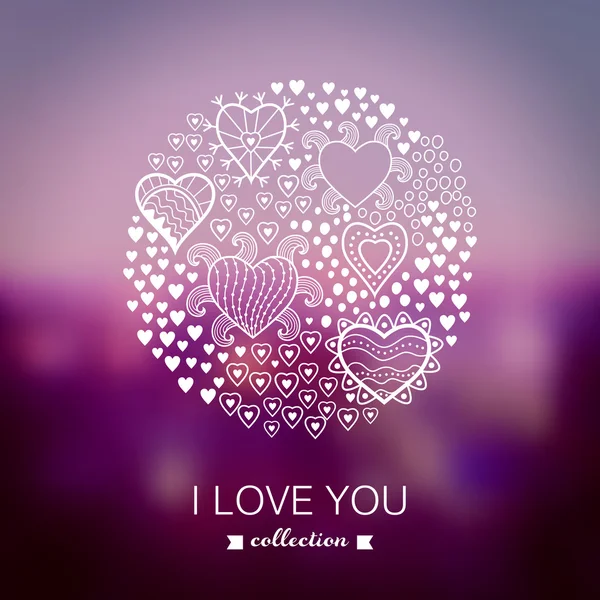 Vector Valentine's Day background, round, circle made of hearts. — Stock Vector