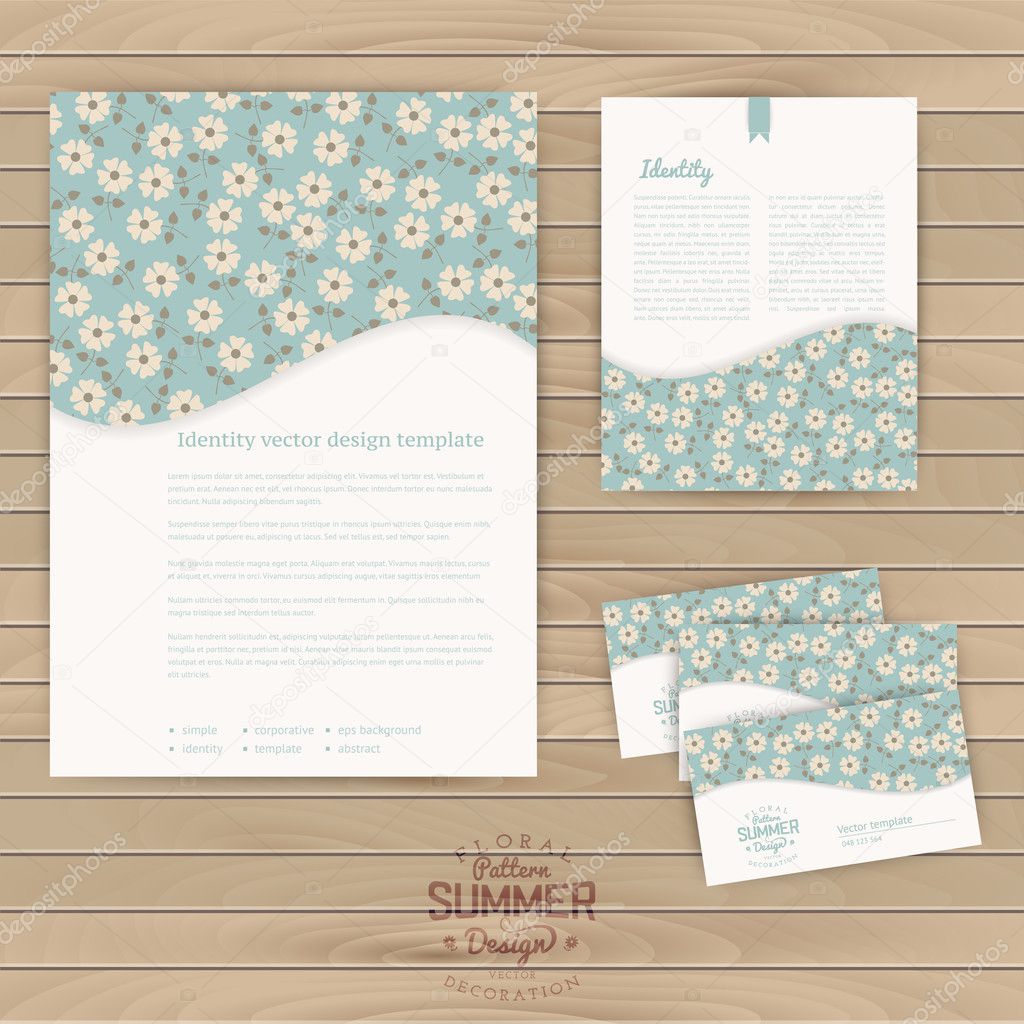 Vector set of floral vintage wedding cards on wood texture, invi