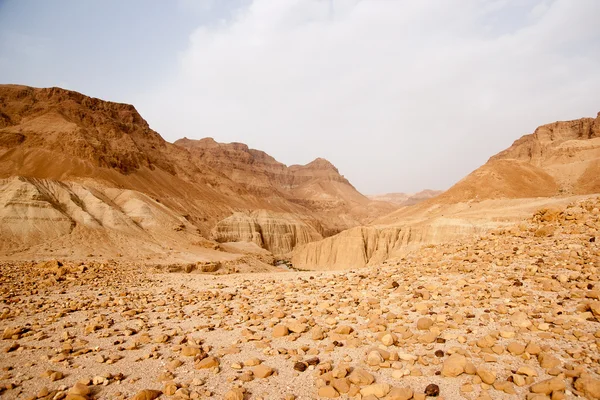 Tourists Hiking In Dead Sea Mountains — Stock Photo, Image