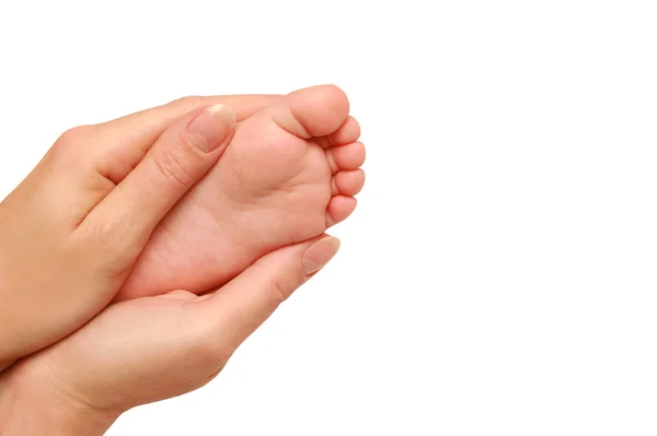 Bayi kaki di tangan perempuan — Stok Foto