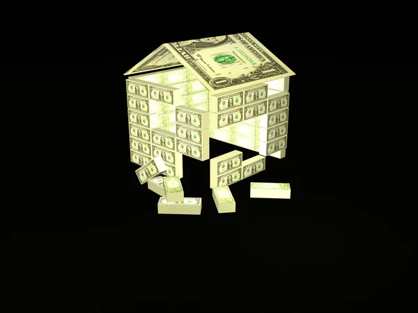Peníze domů — Stock fotografie