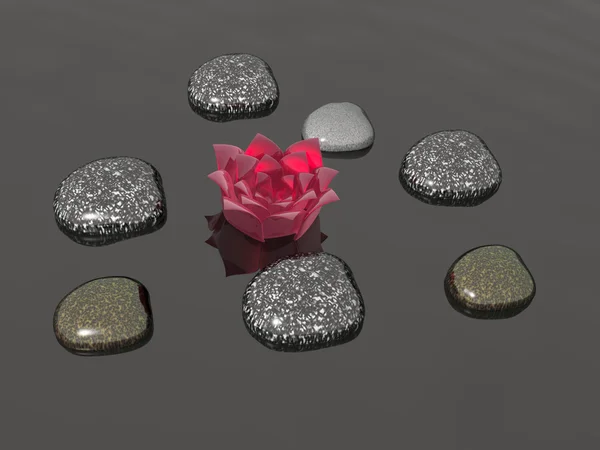 Piedras de spa con flor — Foto de Stock