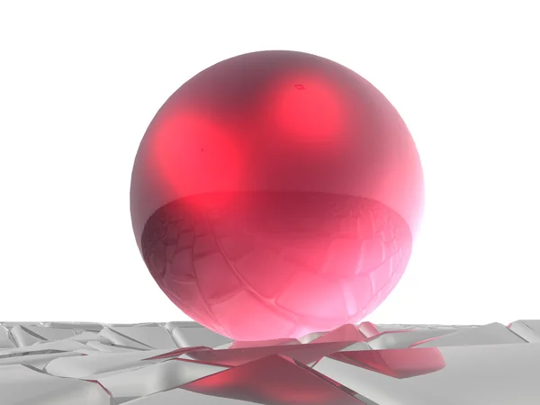 Red sphere on grey cubes — Stock Photo, Image