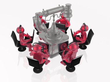 dizüstü bilgisayarlar ve telefon ile kırmızı mans