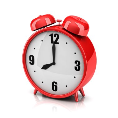 beyaz zemin üzerine kırmızı alarm saati