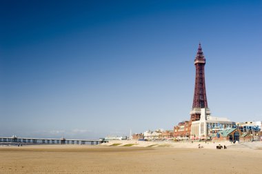 View of the beachfront at Blackpool clipart