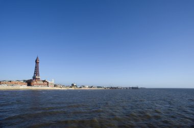 View of Blackpool seafront from the ocean clipart