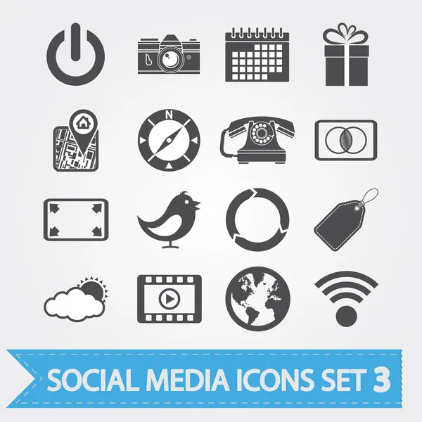 Sociala medier ikoner som 3 — Stock vektor