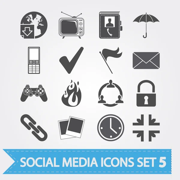 Conjunto de iconos de redes sociales 5 — Archivo Imágenes Vectoriales