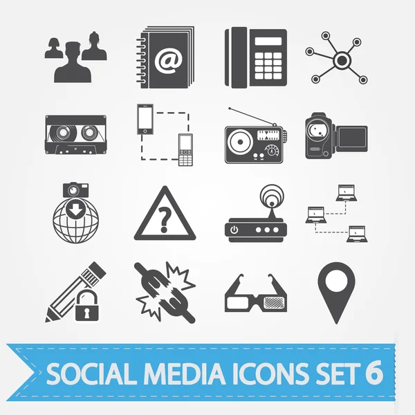 Social media iconen instellen 6 — Stockvector