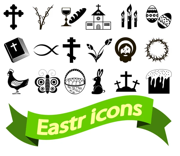 Black and White Easter Icons. — Stock Vector