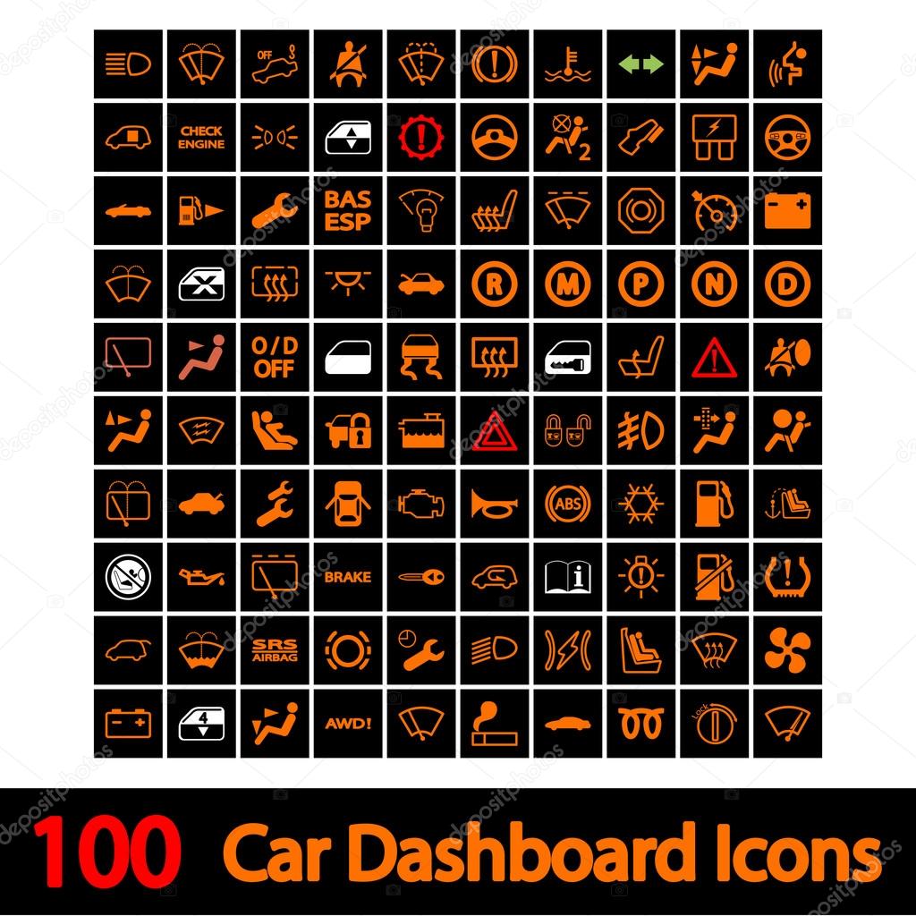 100 Car Dashboard Icons.