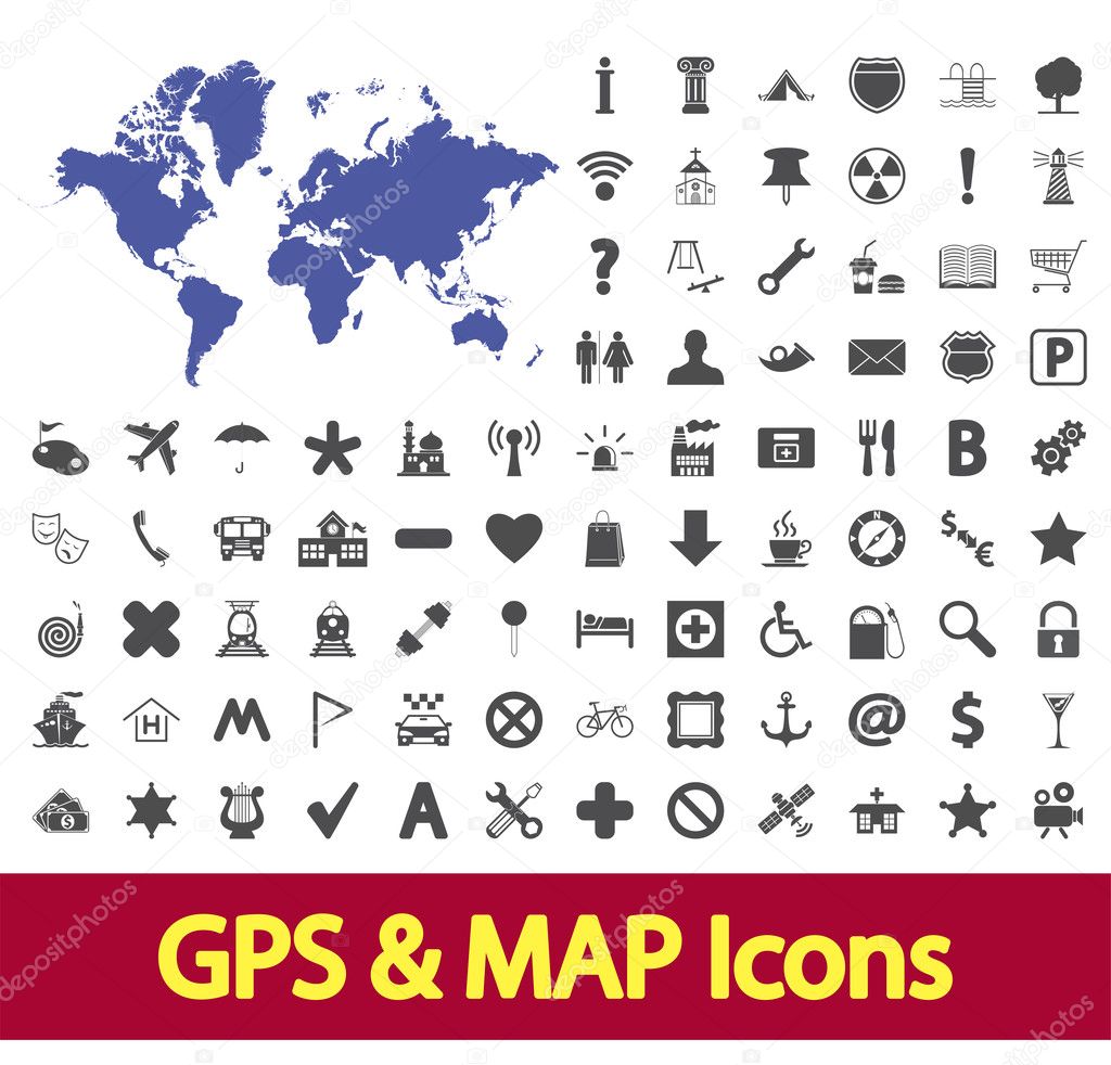 Navigation map icons.