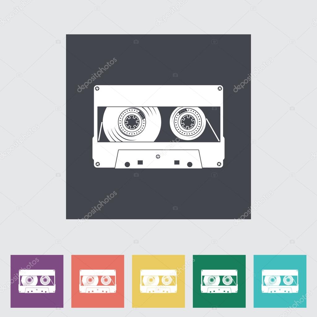 Audiocassette flat single icon.