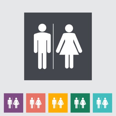 WC tek düz simgesi.