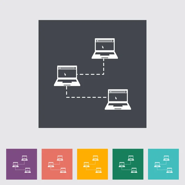 Computer netwerk één vlakke pictogram. — Stockvector