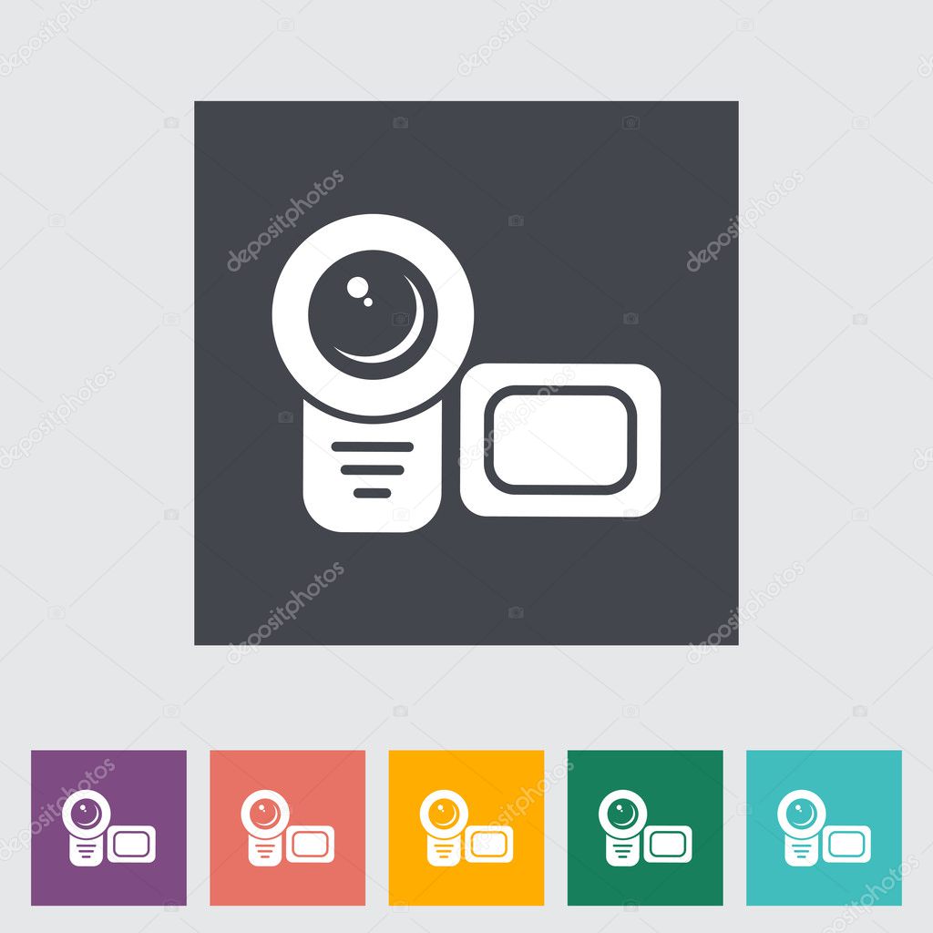 Video camera single flat icon.