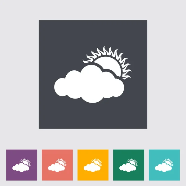 Overcast icono plano único . — Vector de stock