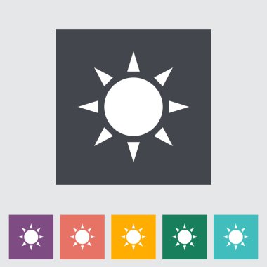 Güneş tek düz simgesi.