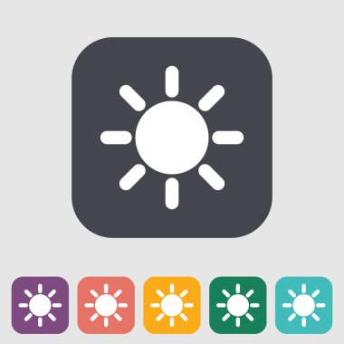 Güneş tek düz simgesi.