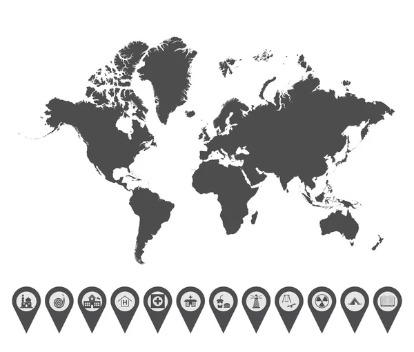 Dünya harita simgeleri 6 — Stok Vektör