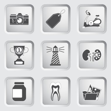 web tasarımı için düğmeler simgeler. 9 set