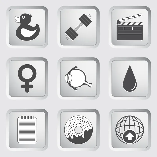 Icons on the buttons for Web Design. Set 6 — Stock Vector
